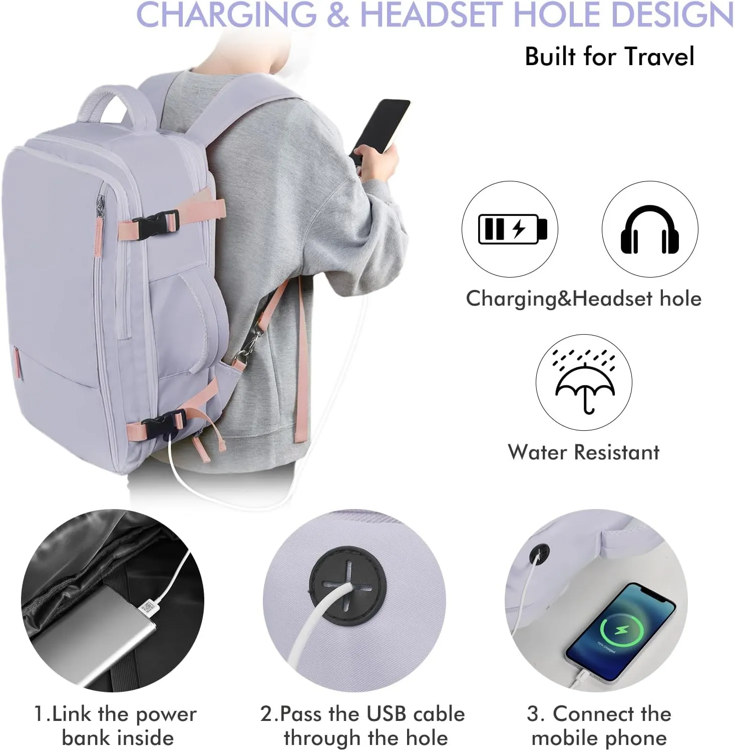 Beraliy Large Travel Backpack For Women, Airline Approved Carry On Backpack, Anti Theft Personal Item Backpack, Waterproof Bag, Casual Daypack Travel Essentials