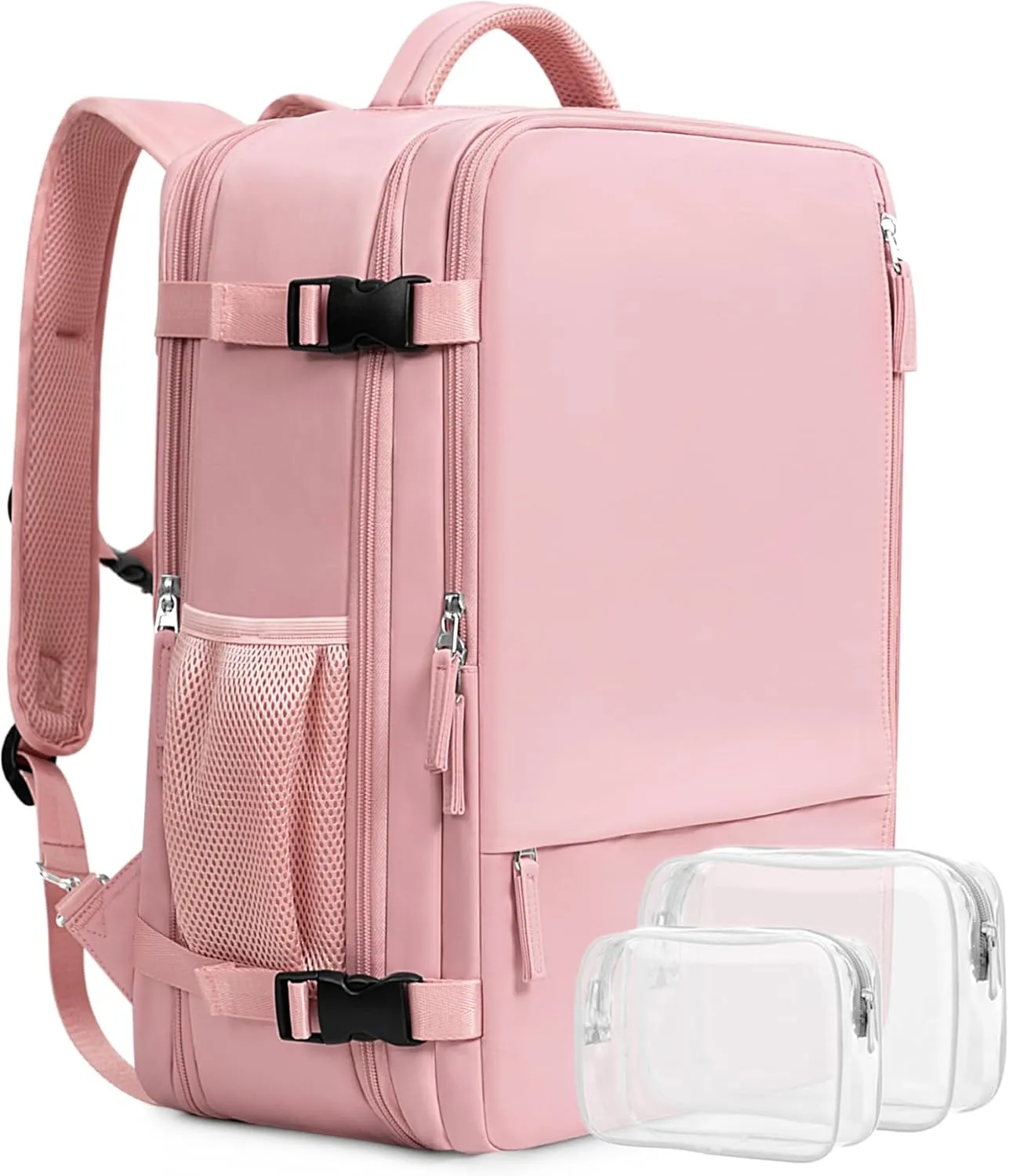 Beraliy Travel Backpack for Women, Airline Approved Bag, Carry On Waterproof Hiking Backpack, 16 inch Laptop Backpack, Overnight Bag, Pink