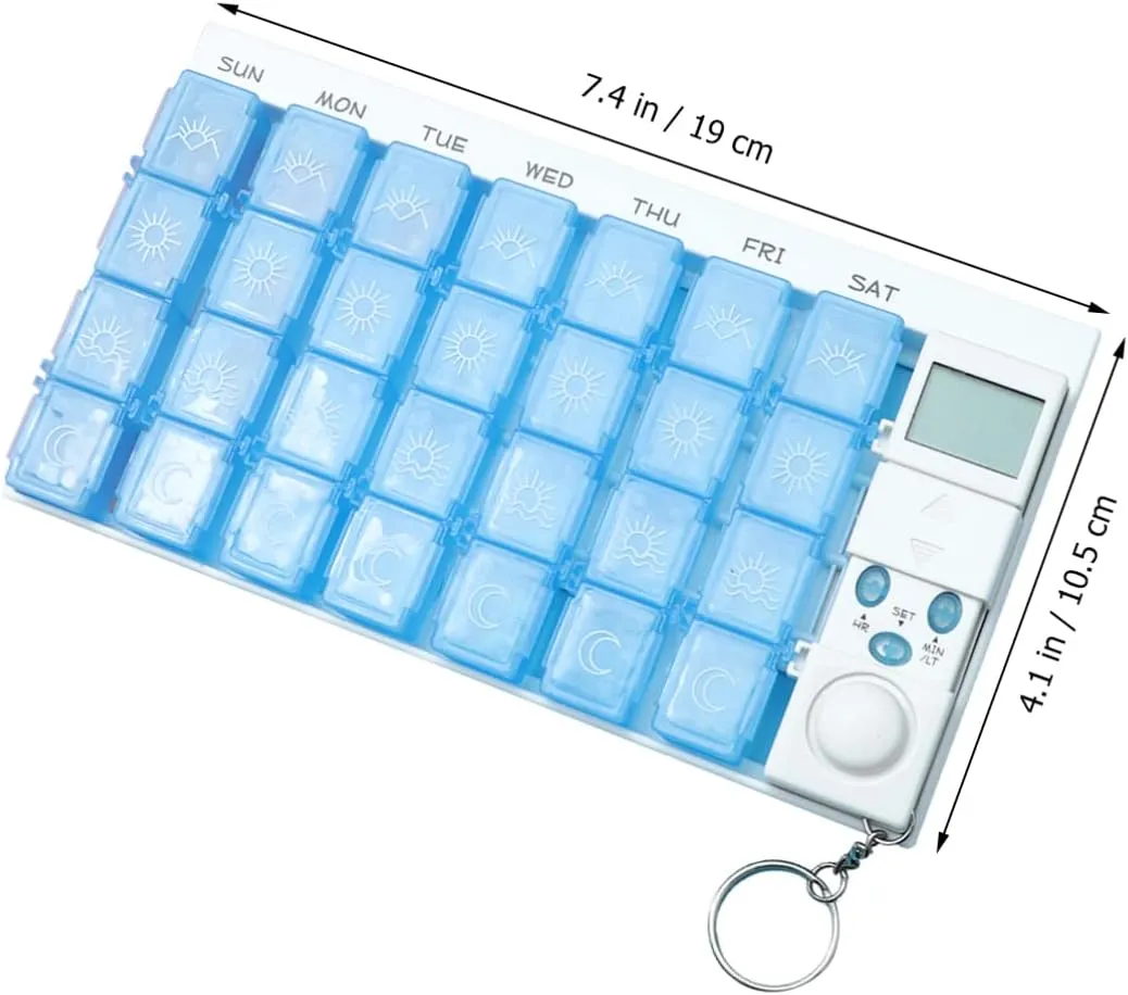 BESPORTBLE 7 Organizer Electronic Electric Alarm Clock time Locking Container Medication Organizer Electronic Organizer case Medicine Organizer Mini Travel Timer