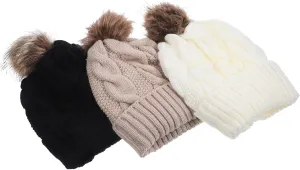 BESPORTBLE Luxurious Warm Winter Hat for Women 3 Pack Acrylic Pullover Hat Stylish Soft Cozy Perfect for Cold Climate