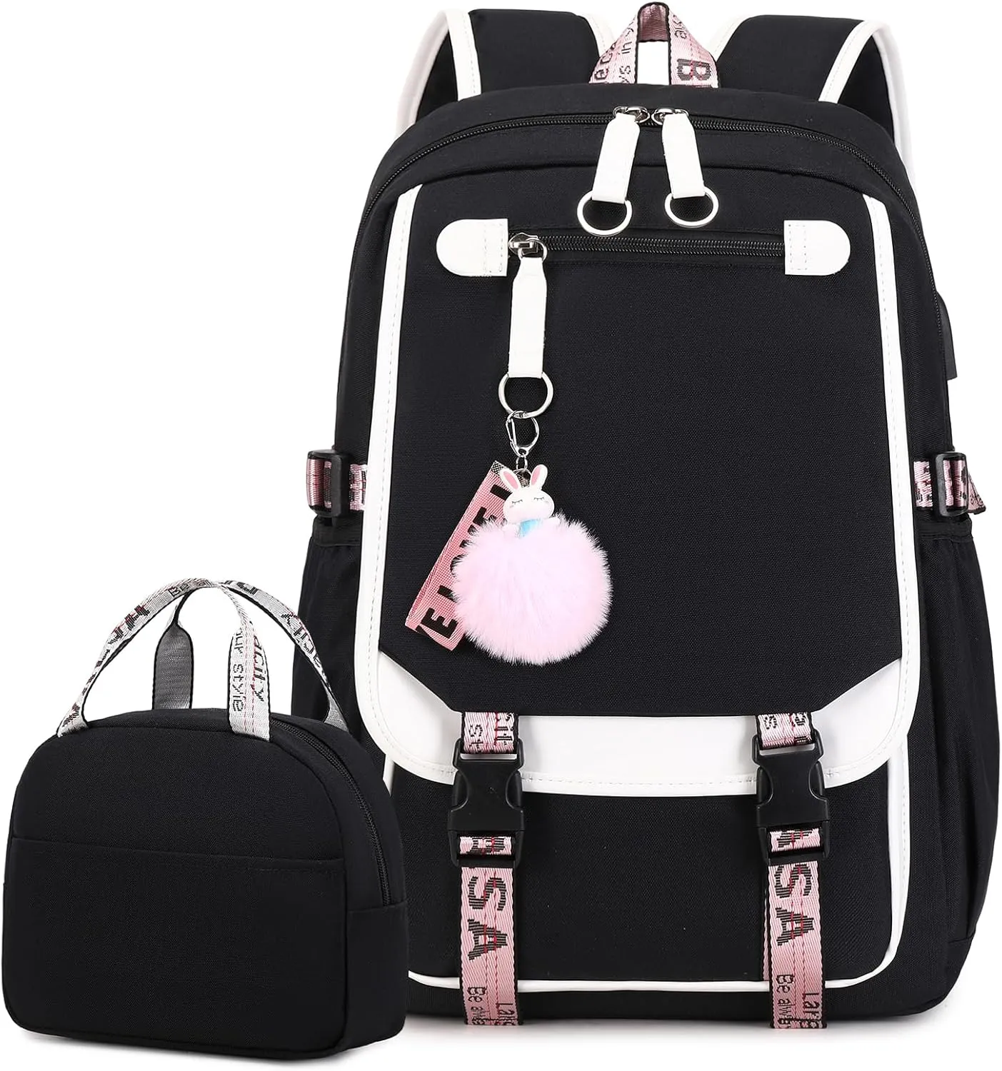 Bevalsa Girls' School Backpack with Lunch Box, Bookbag for Kids Elementary to Middle School, 21L Children's Schoolbag