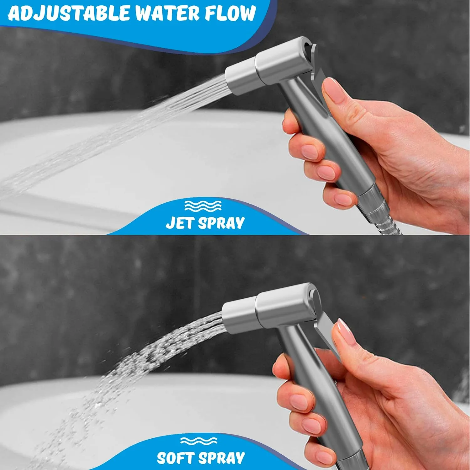 Bidet Sprayer - Jet Spray for Toilet, Adjustable Water Pressure, Easy to Install - Toilet Faucet, Bidet Attachment for Toilet, Muslim Shower for Feminine Wash and Cloth Diaper Sprayer
