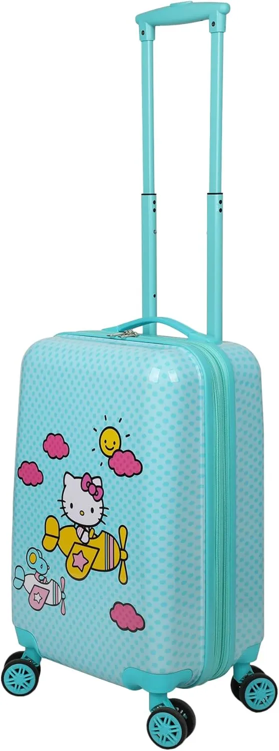 Bioworld Hello Kitty Airplane 20" Carry-On Luggage With Wheels And Retractable Handle