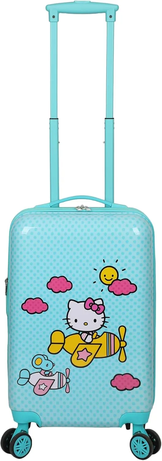 Bioworld Hello Kitty Airplane 20" Carry-On Luggage With Wheels And Retractable Handle