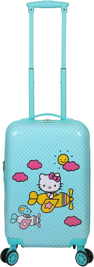 Bioworld Hello Kitty Airplane 20" Carry-On Luggage With Wheels And Retractable Handle