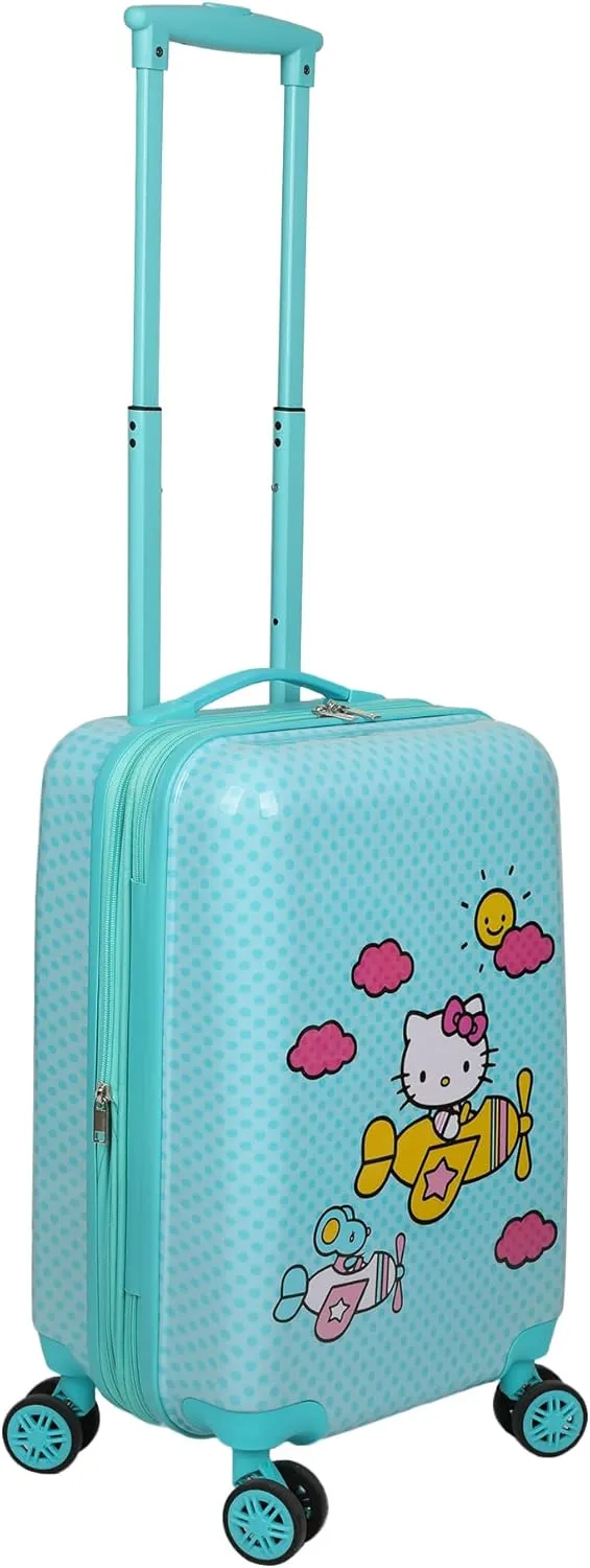 Bioworld Hello Kitty Airplane 20" Carry-On Luggage With Wheels And Retractable Handle