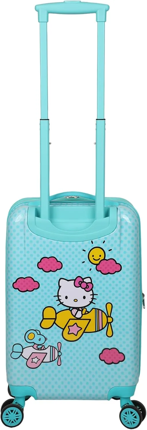 Bioworld Hello Kitty Airplane 20" Carry-On Luggage With Wheels And Retractable Handle