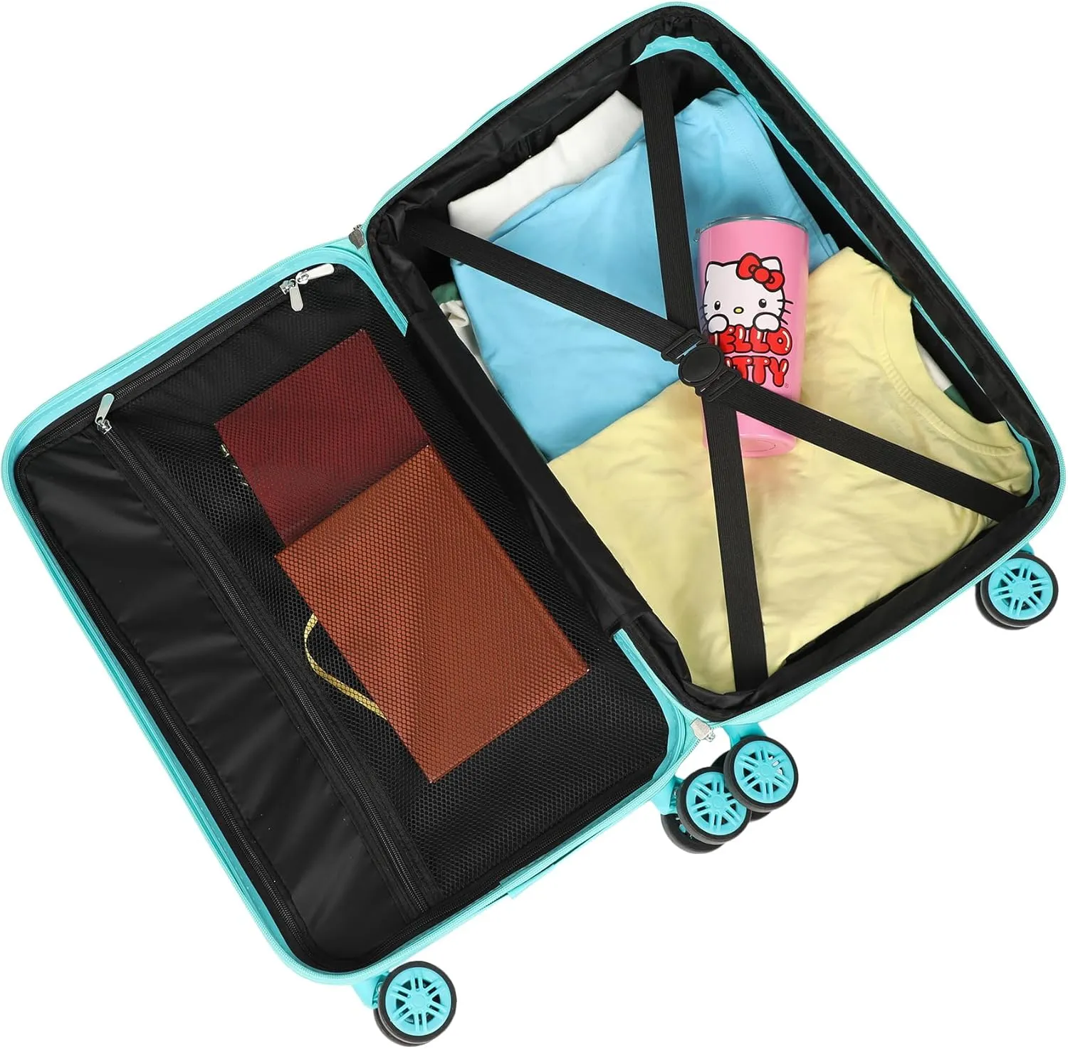 Bioworld Hello Kitty Airplane 20" Carry-On Luggage With Wheels And Retractable Handle