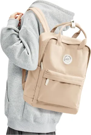 BJLFS Khaki School Backpack Women, Unisex Lightweight Backpack School Bag Water-resistant Casual Rucksack fits 14 inch Laptop for Boys Girls Men and Women Bookbag College Daypack for Teenage