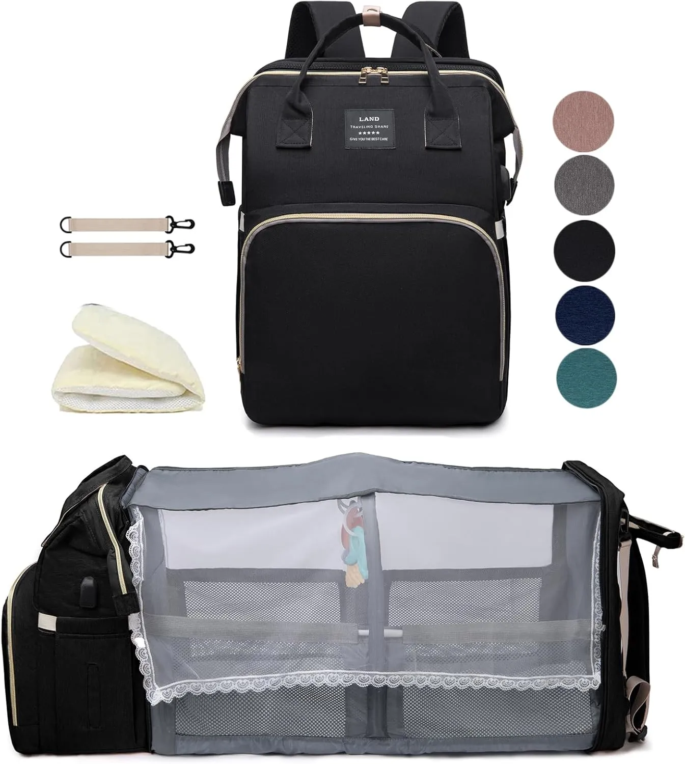 Black boy Diaper Bag Backpack: Baby toddler Bags with Changing Station for Women Men Girls Mom Dad Large Travel Backpack Pañaleras Modernas Para Bebe Niña Niño Newborn Essentials Baby New Born Gift