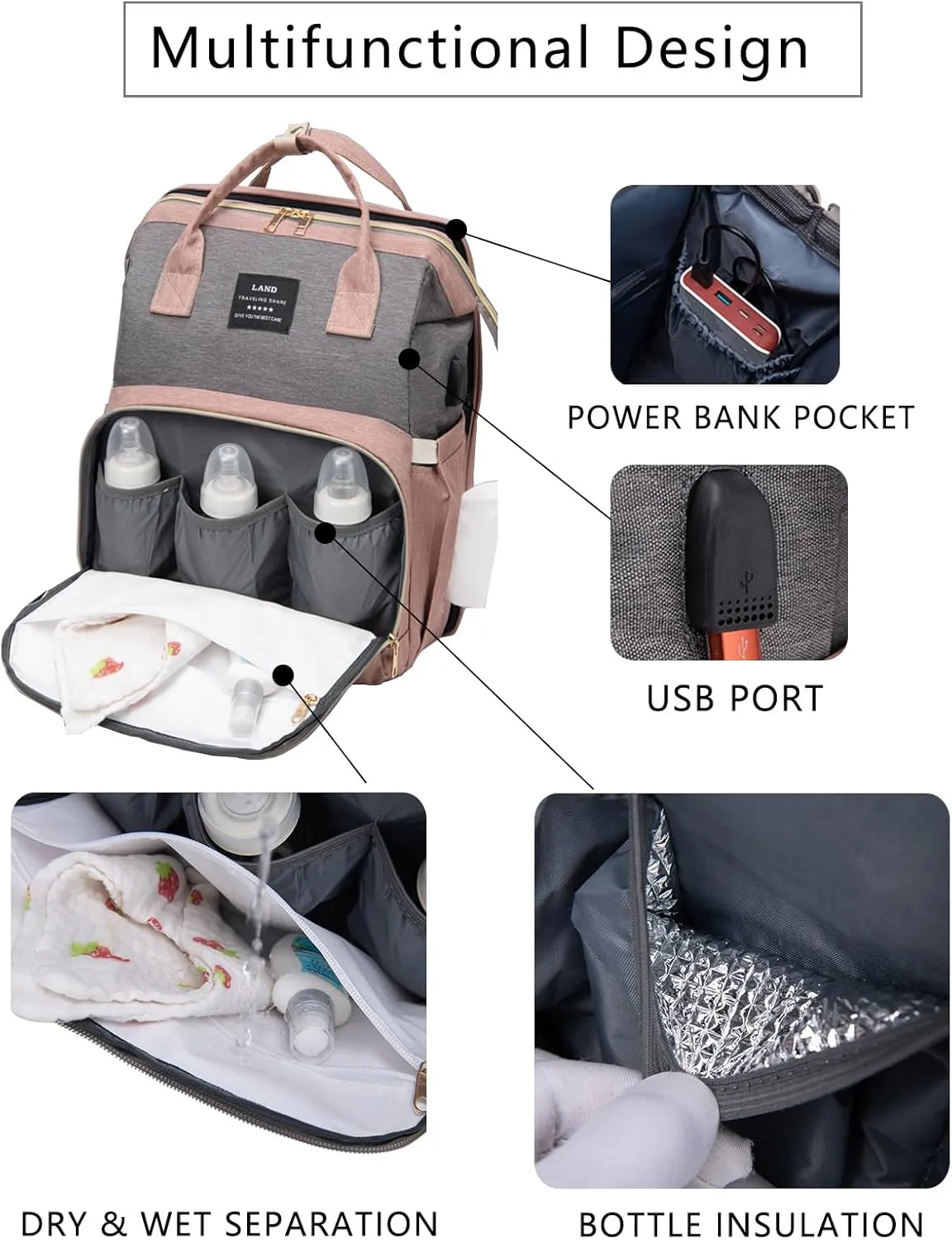 Black boy Diaper Bag Backpack: Baby toddler Bags with Changing Station for Women Men Girls Mom Dad Large Travel Backpack Pañaleras Modernas Para Bebe Niña Niño Newborn Essentials Baby New Born Gift