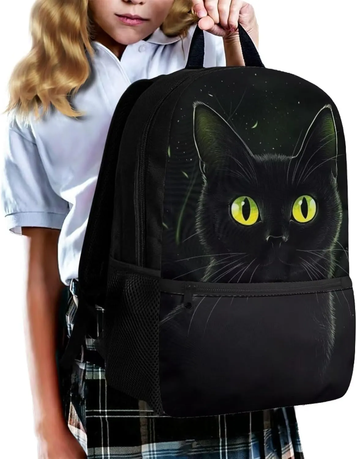 Black Cat Backpack Schoolbags for Boys Girls Casual Sport Daypack Elementary Primary Large Capacity Bookbags
