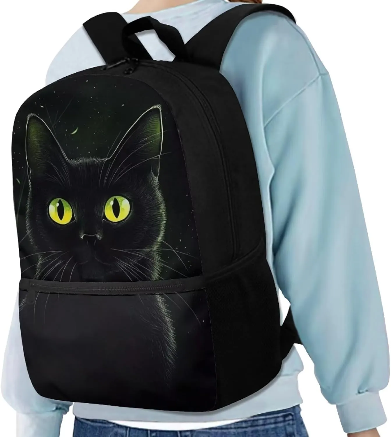 Black Cat Backpack Schoolbags for Boys Girls Casual Sport Daypack Elementary Primary Large Capacity Bookbags