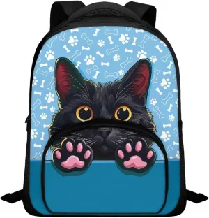 Black Cute Cat Pattern Toddler Backpack for Boys Girls, Children's Preschool Kindergarten Mini Daycare Bag for Kids Back to School Supplies