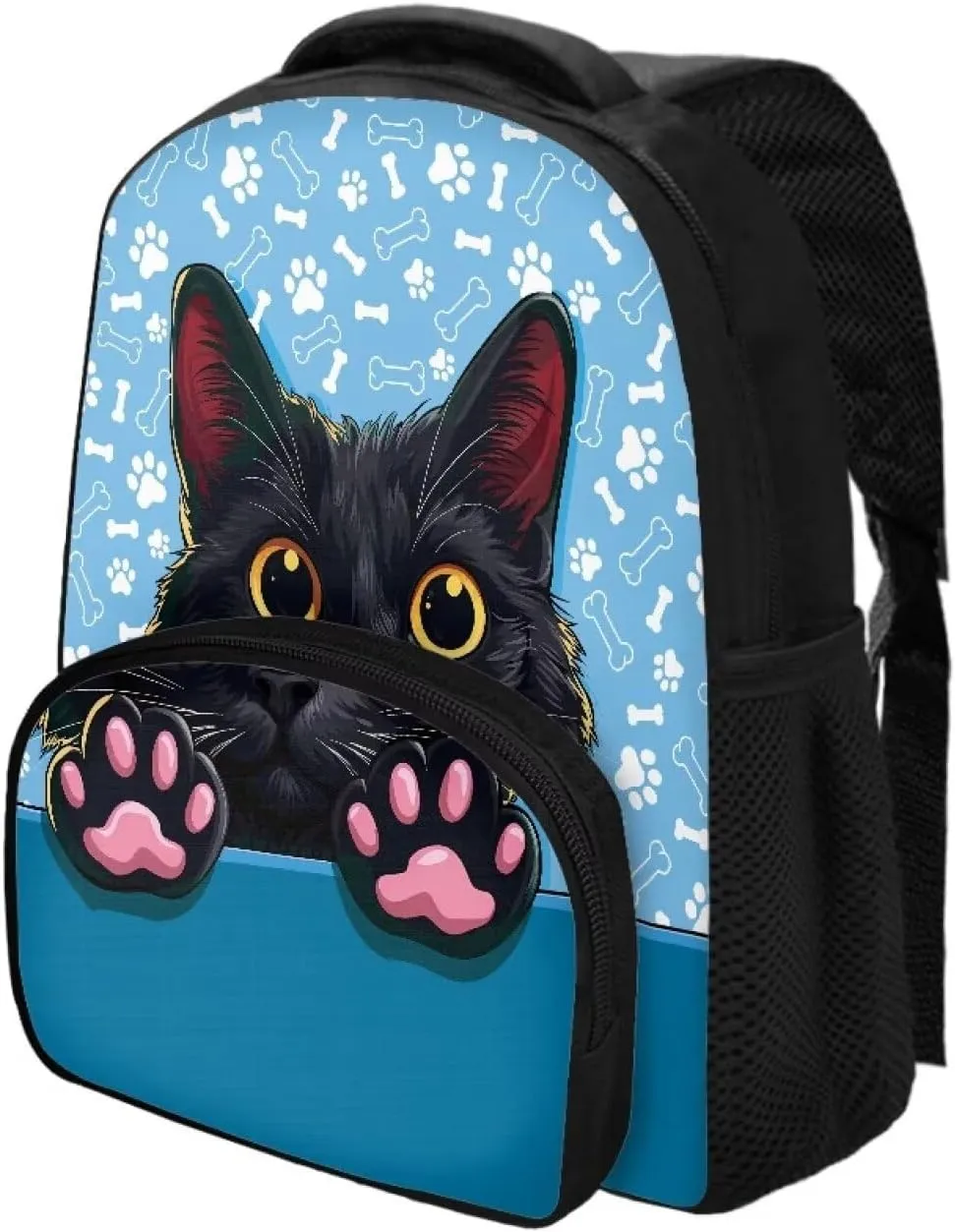 Black Cute Cat Pattern Toddler Backpack for Boys Girls, Children's Preschool Kindergarten Mini Daycare Bag for Kids Back to School Supplies