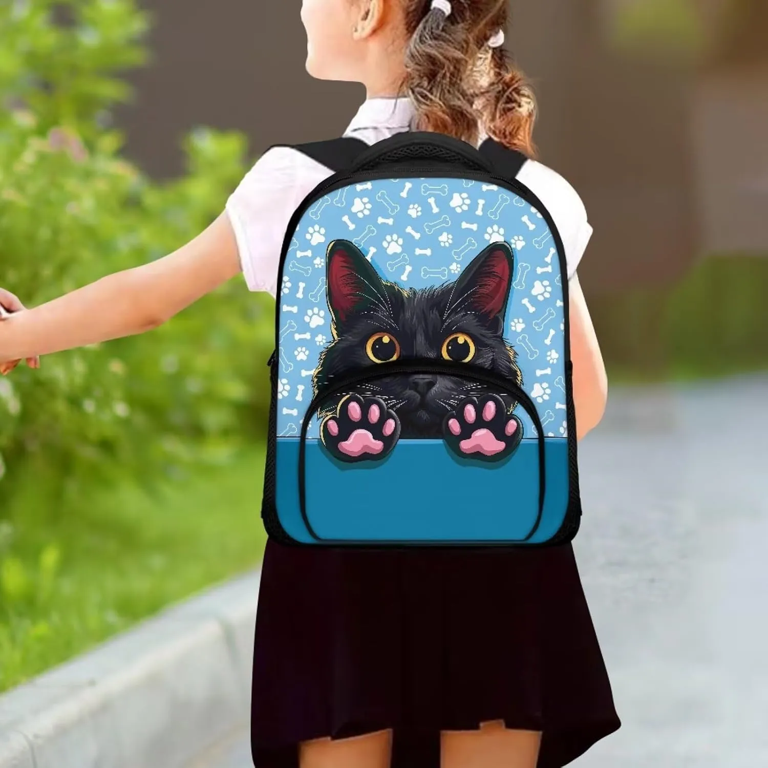 Black Cute Cat Pattern Toddler Backpack for Boys Girls, Children's Preschool Kindergarten Mini Daycare Bag for Kids Back to School Supplies