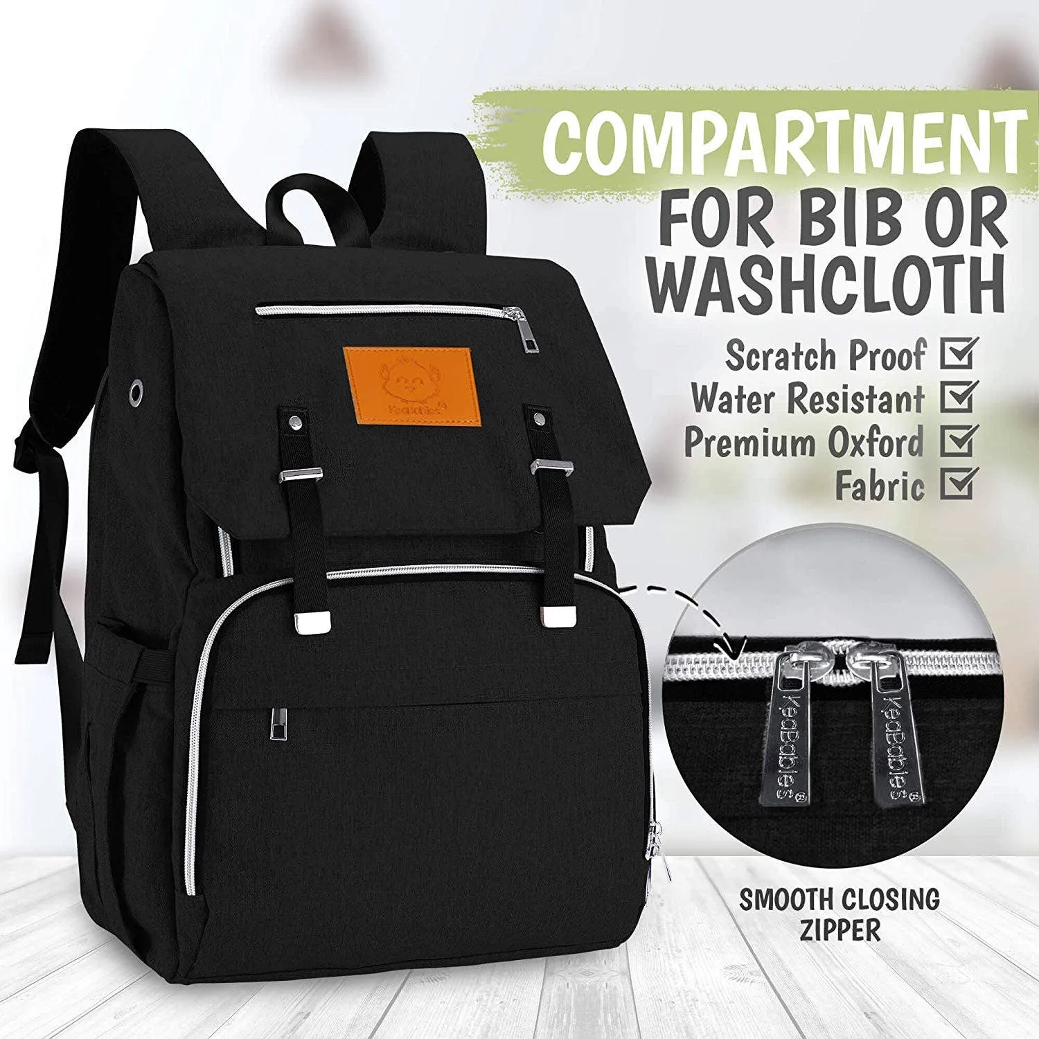Black Nappy Bag, Diaper Bag Backpack, Personalized