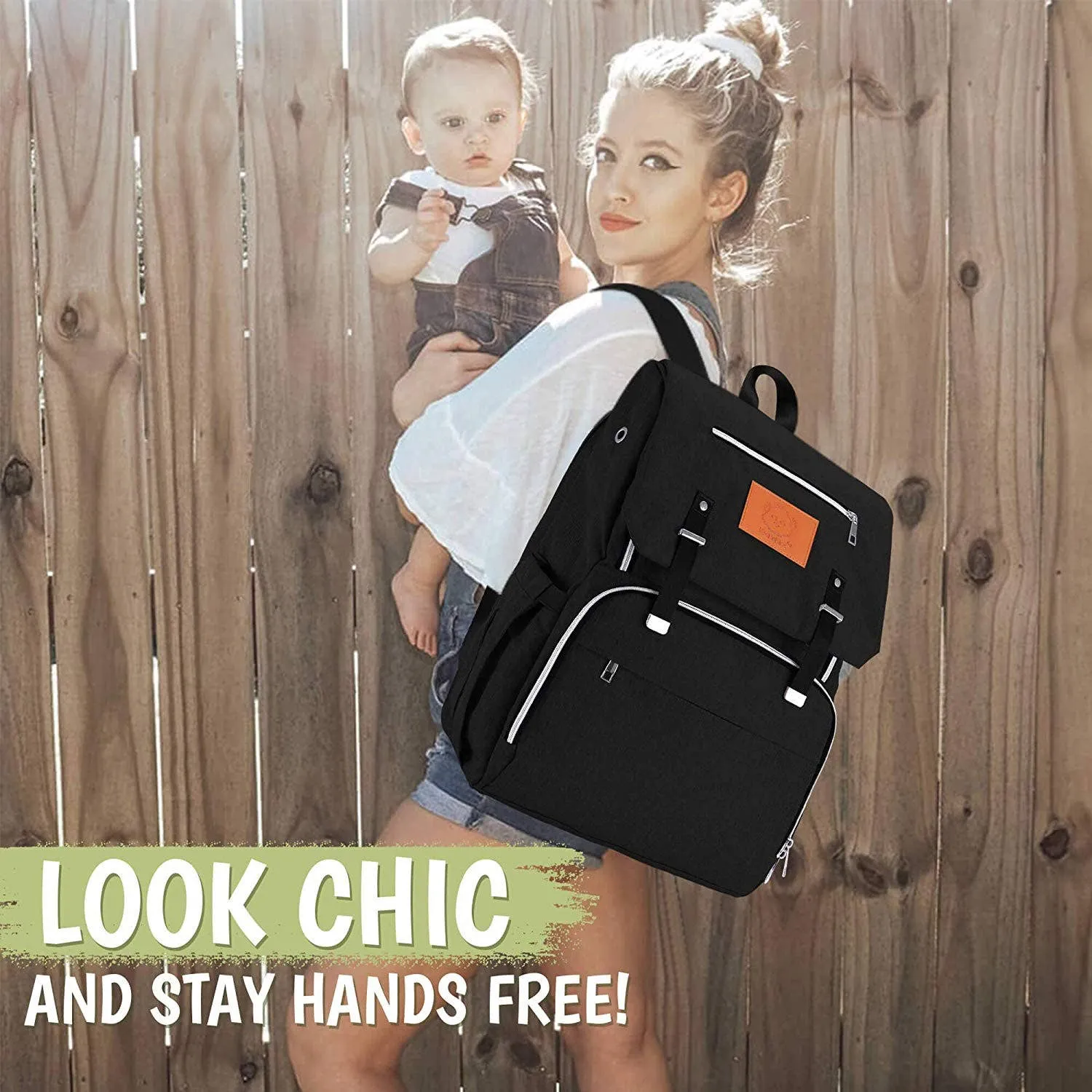 Black Nappy Bag, Diaper Bag Backpack, Personalized