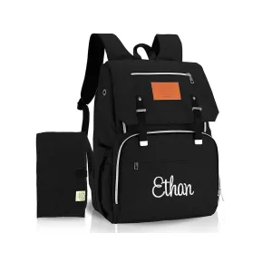 Black Nappy Bag, Diaper Bag Backpack, Personalized