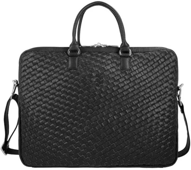 Black Woven Leather Business Bag