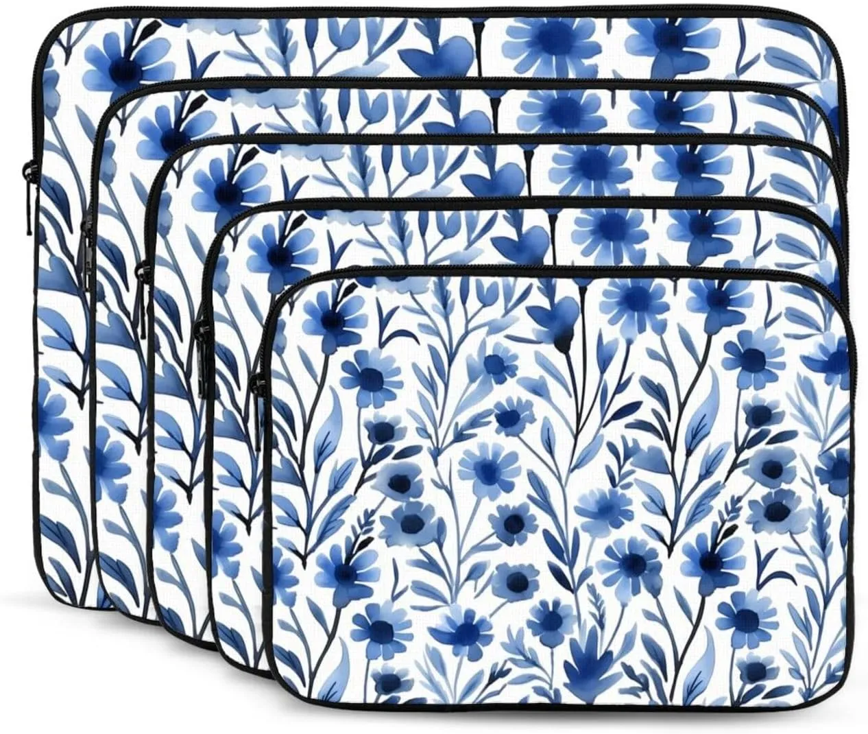 Blue Alyssum Pattern Shockproof Portable Laptop 17 inch Sleeve Bag for Men and Women - Ideal for Business Travel, School, and Daily Use