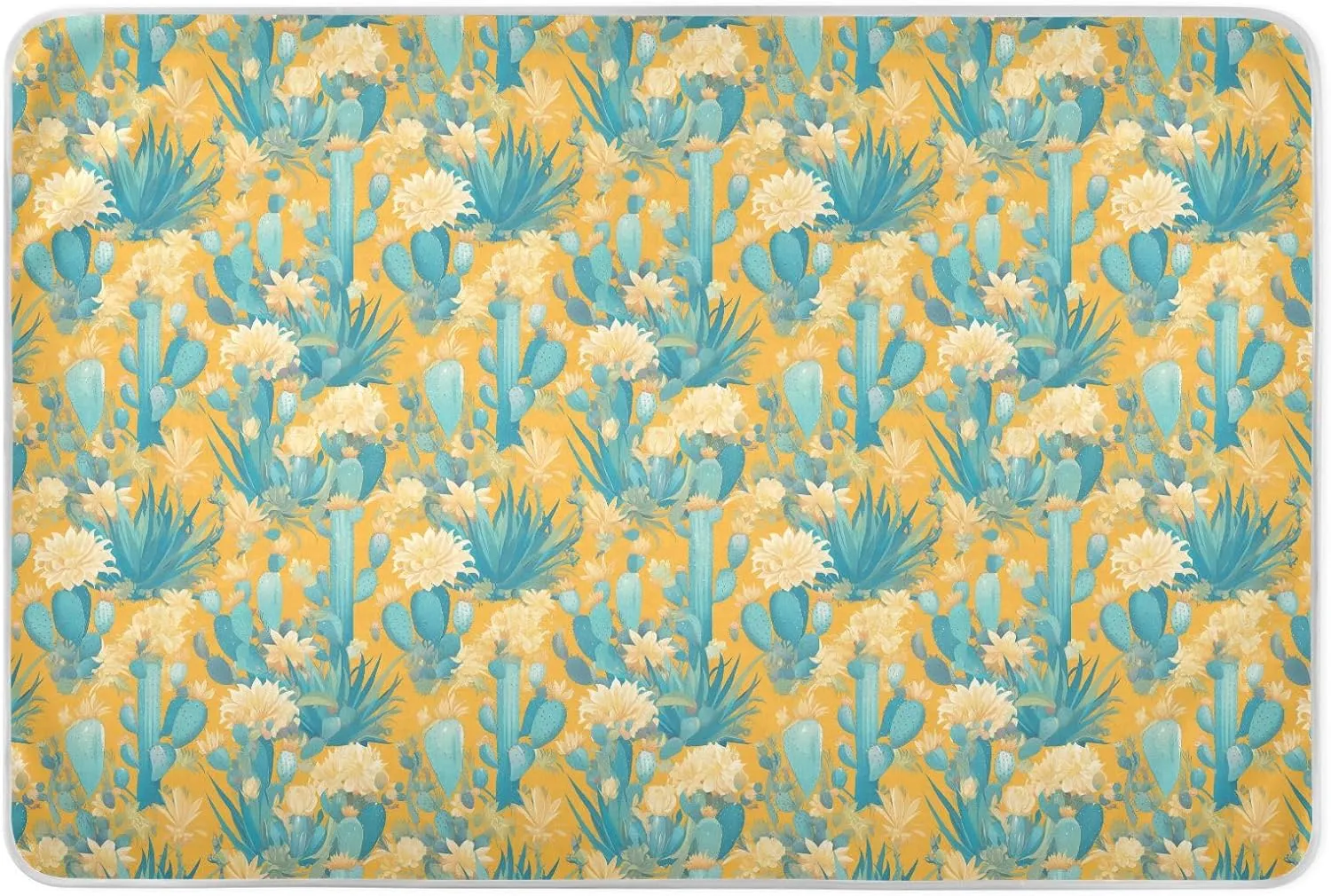 Blue Cactus Yellow Extra Large Resuable Potty Training Pad Soft Absorbent Flat Crib Pads Cute Cool Incontinence Pads for Children Adults Pets 52" L x 34" W
