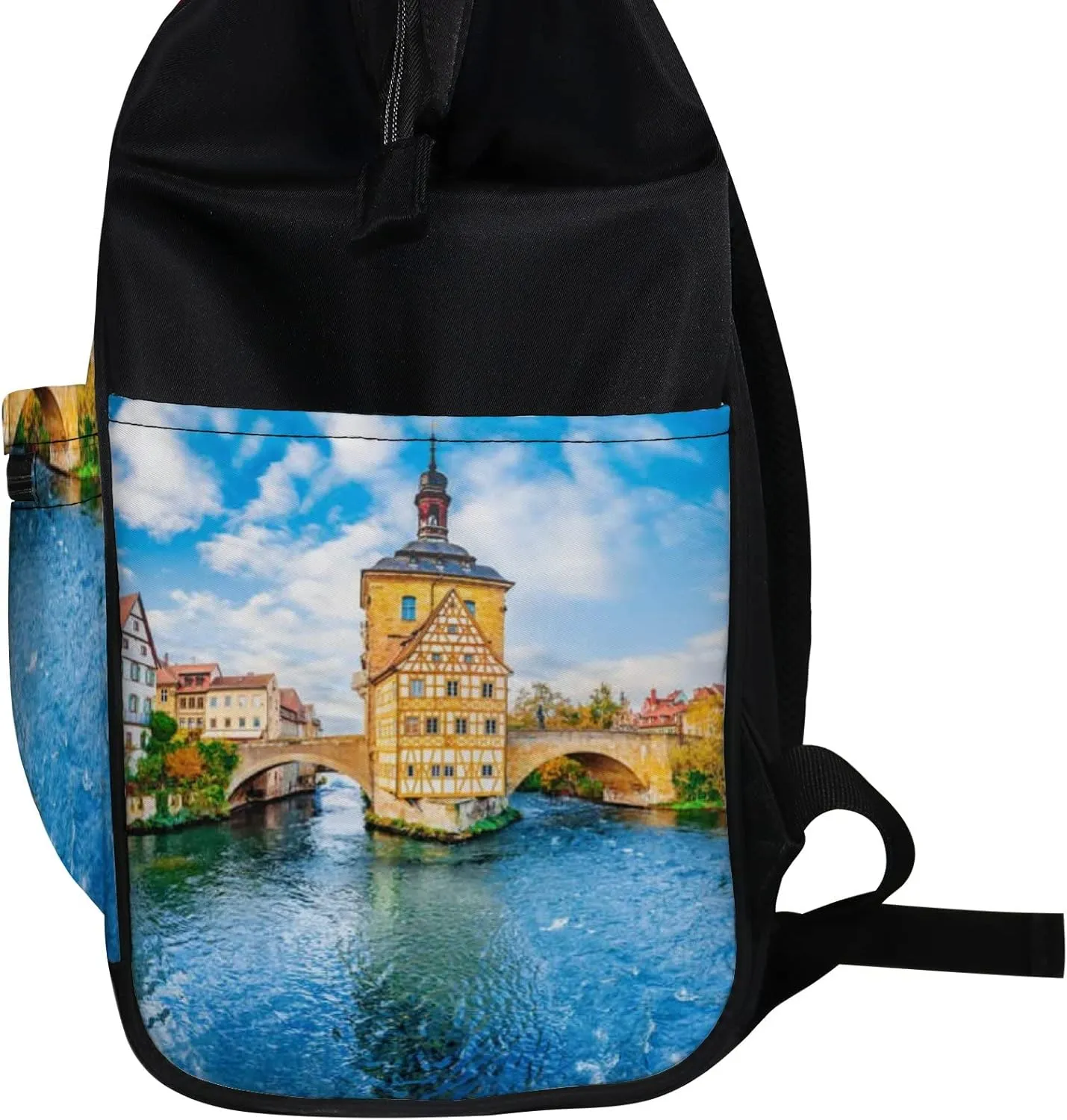 Blue Old Town Bamberg Bavaria Germany Romantic Diaper Bag Backpack, waterproof backpack Baby Nappy Changing Bags Laptop Backpack for Travel, Large Capacity, Durable and Stylish for Woman and Men.