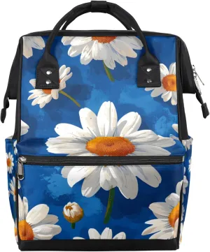 Blue Orchards Daisy Waterproof Diaper Bag Backpack Large Capacity Baby Bag with Stroller Straps, Multi-Pocket Diaper Bag Unisex Baby Travel Essentials Shower Gift