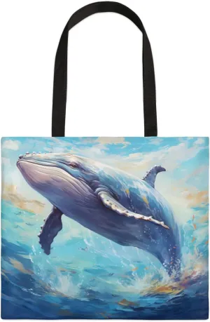 Blue Ship On Ocean Rough Waves Canvas Tote Bag for Women Men Stylish Tote Handbag Shoulder Bag Reusable Grocery Bag