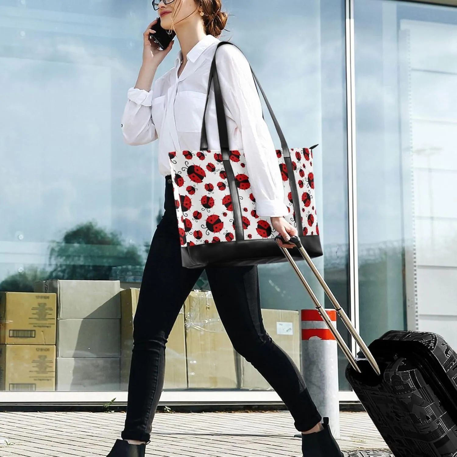 Blueberry Fruit Laptop Tote Bag for Women - Canvas Teacher Work Travel Bag with Zipper