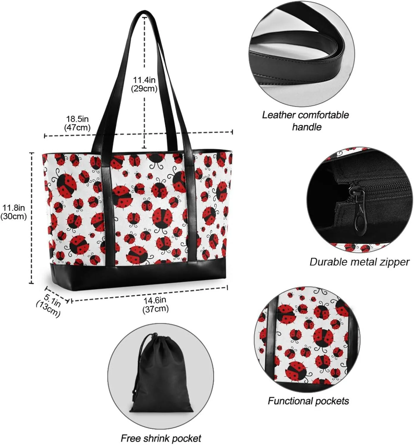 Blueberry Fruit Laptop Tote Bag for Women - Canvas Teacher Work Travel Bag with Zipper
