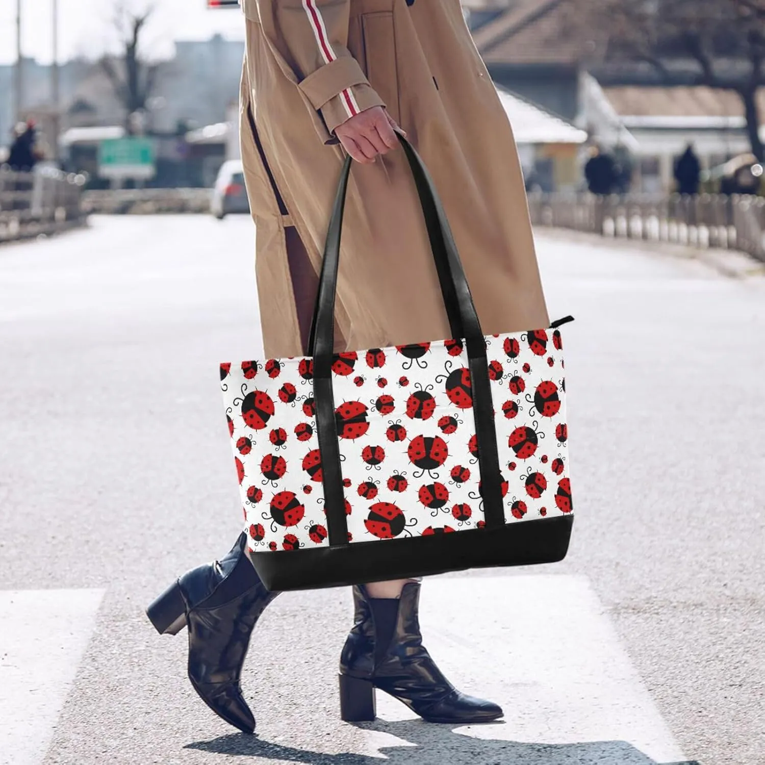 Blueberry Fruit Laptop Tote Bag for Women - Canvas Teacher Work Travel Bag with Zipper