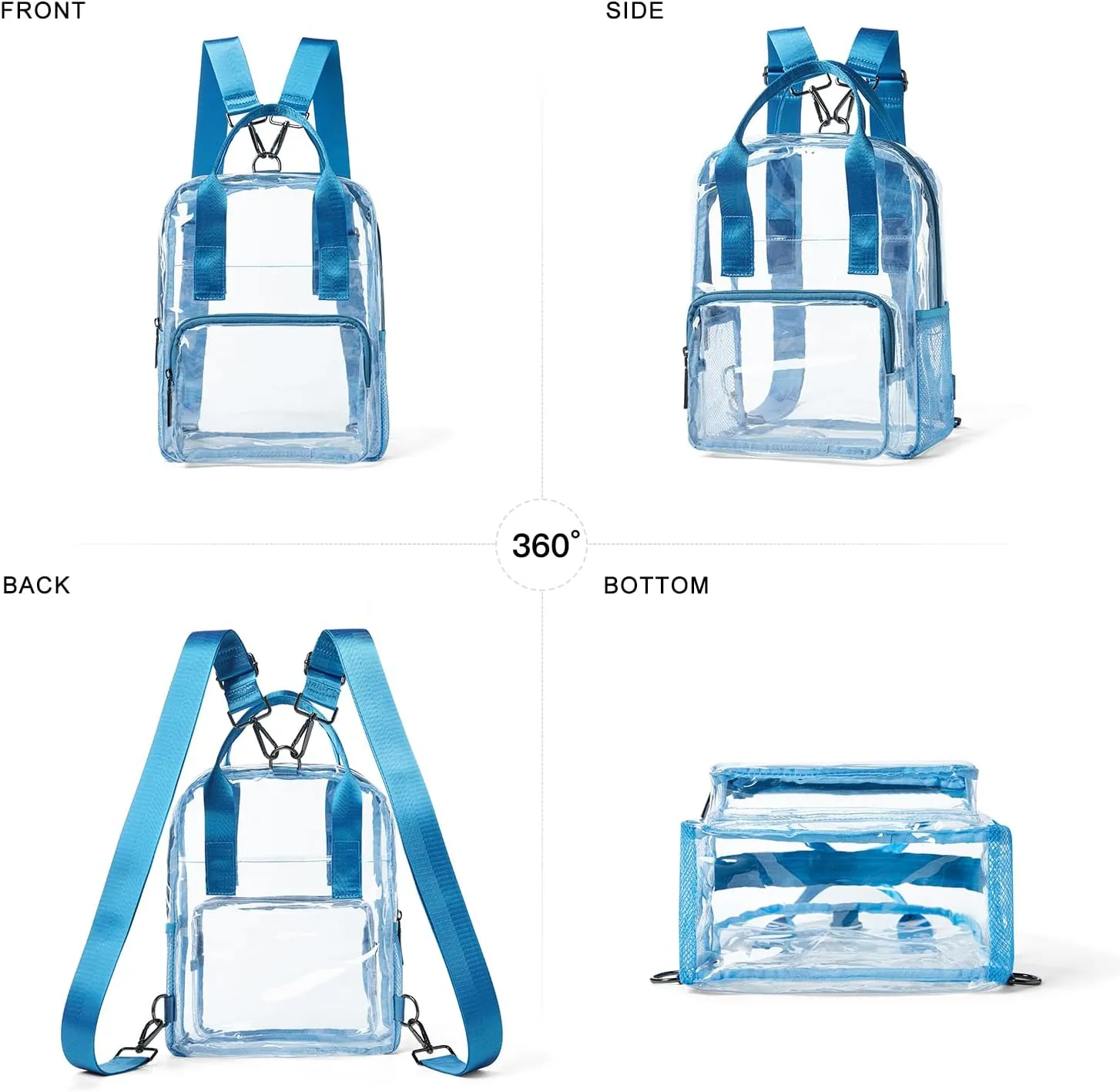 Bluome Clear Bag For Stadium Events 12×6×12 Crossbody Beach Lunch Tote Transparent Bag Purse Stadium Approved For Women Men
