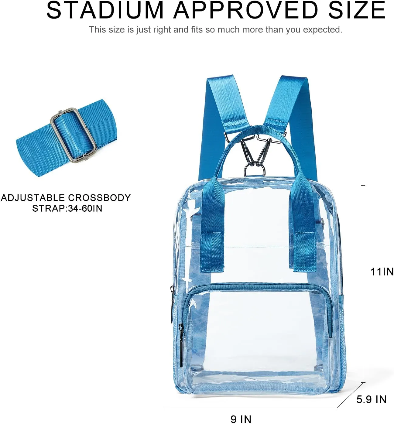 Bluome Clear Bag For Stadium Events 12×6×12 Crossbody Beach Lunch Tote Transparent Bag Purse Stadium Approved For Women Men