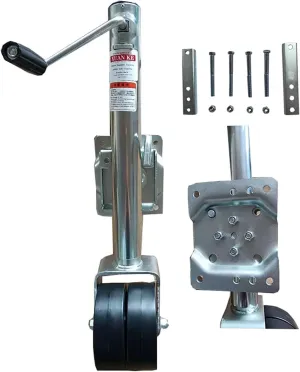 Boat Trailer Jack with Wheel - Heavy-Duty Bolt-On Swivel Jack, Heavy Load Trailer Jockey Wheel, Galvanized Support Wheel, 15cm Double Wheel Trailer Wheel, 680kg, for Boat, Camper, Yacht