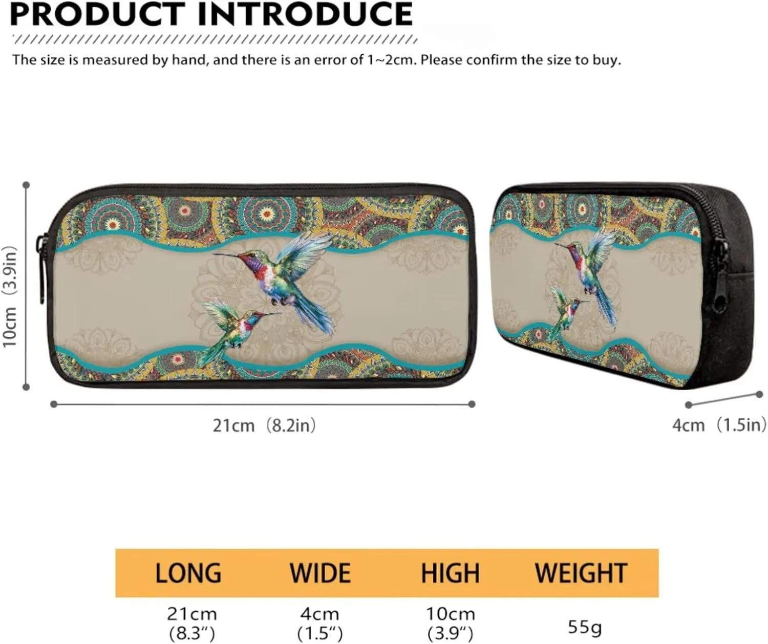 Boho Mandala Hummingbird Print School Backpack Set of 3 for Kids Boys Girls Elementary Primary Student Book Bag with Lunch Box Pencil Case Teens Schoolbags Back Packs Satchel