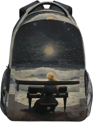 Bookbags Laptop Backpack for High School Adult Pianist Painting Travel College Teens Student Casual Shoulder Daypack
