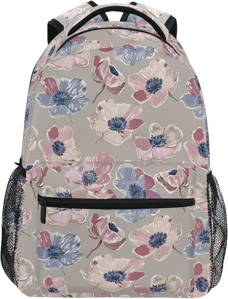 Bookbags Laptop Backpack for High School Bag Boys Girls Flower Anemone Travel College Teens Student Casual Shoulder Daypack