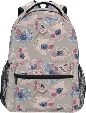 Bookbags Laptop Backpack for High School Bag Boys Girls Flower Anemone Travel College Teens Student Casual Shoulder Daypack