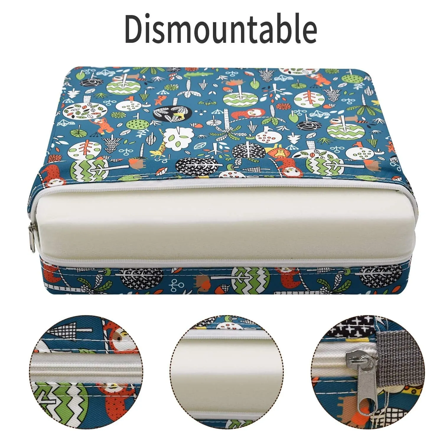Booster Seat for Kitchen Chair - Washable Toddler Booster for Dining Table, Portable Travel Increasing Cushion for Kid (Forest Green)
