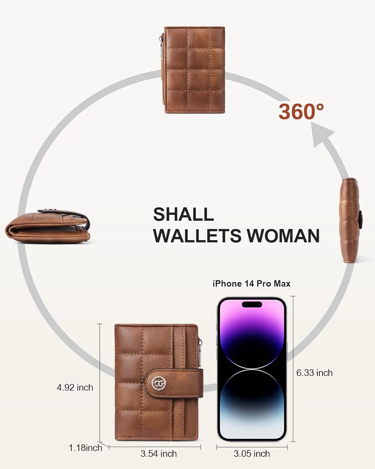 BOSTANTEN Small Wallet for Women Leather RFID Blocking Card Holder Bifold Compact Wallets With Zipper Coin Pocket Brown