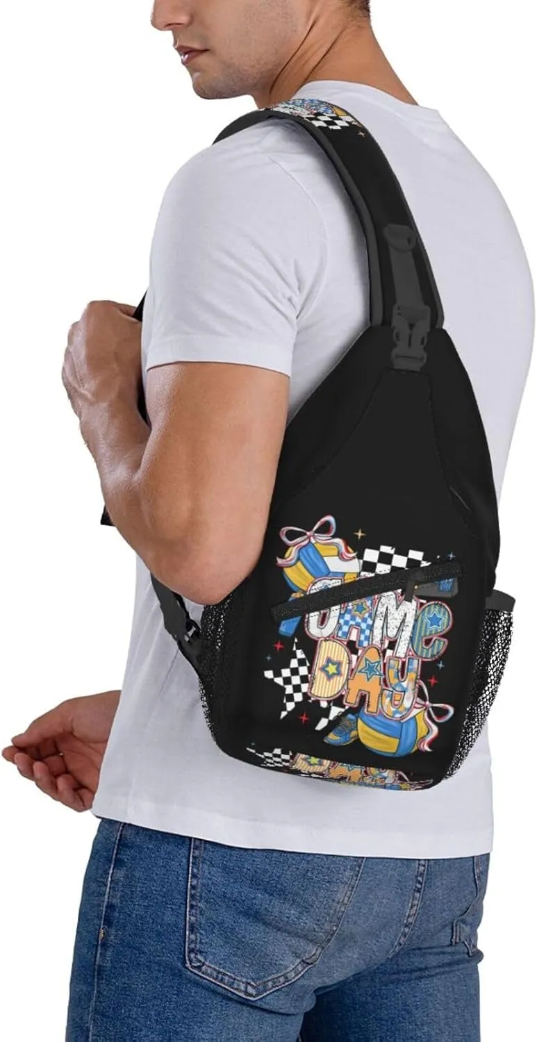 Bow Football Game Day Crossbody Bag Adjustable Sling Bag Casual Chest Bags Travel Shoulder Backpack