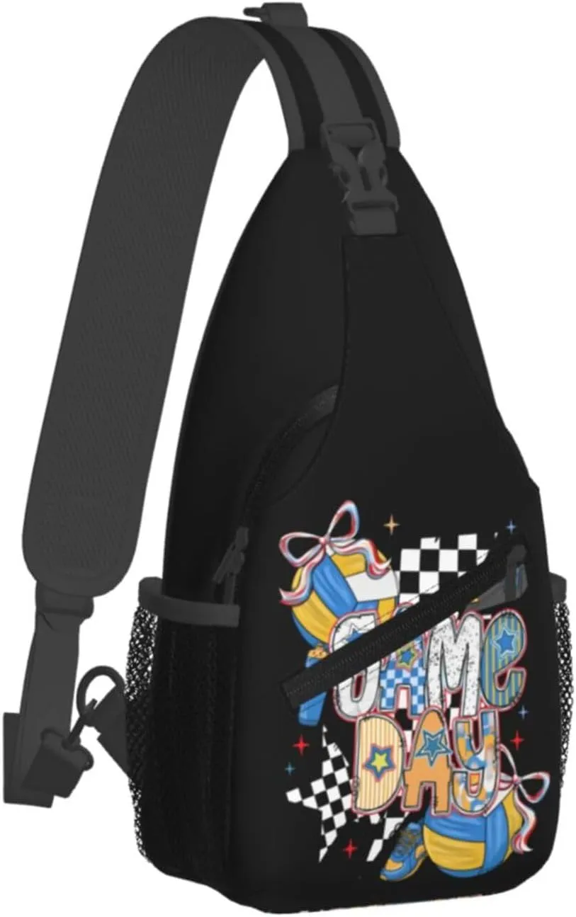 Bow Football Game Day Crossbody Bag Adjustable Sling Bag Casual Chest Bags Travel Shoulder Backpack