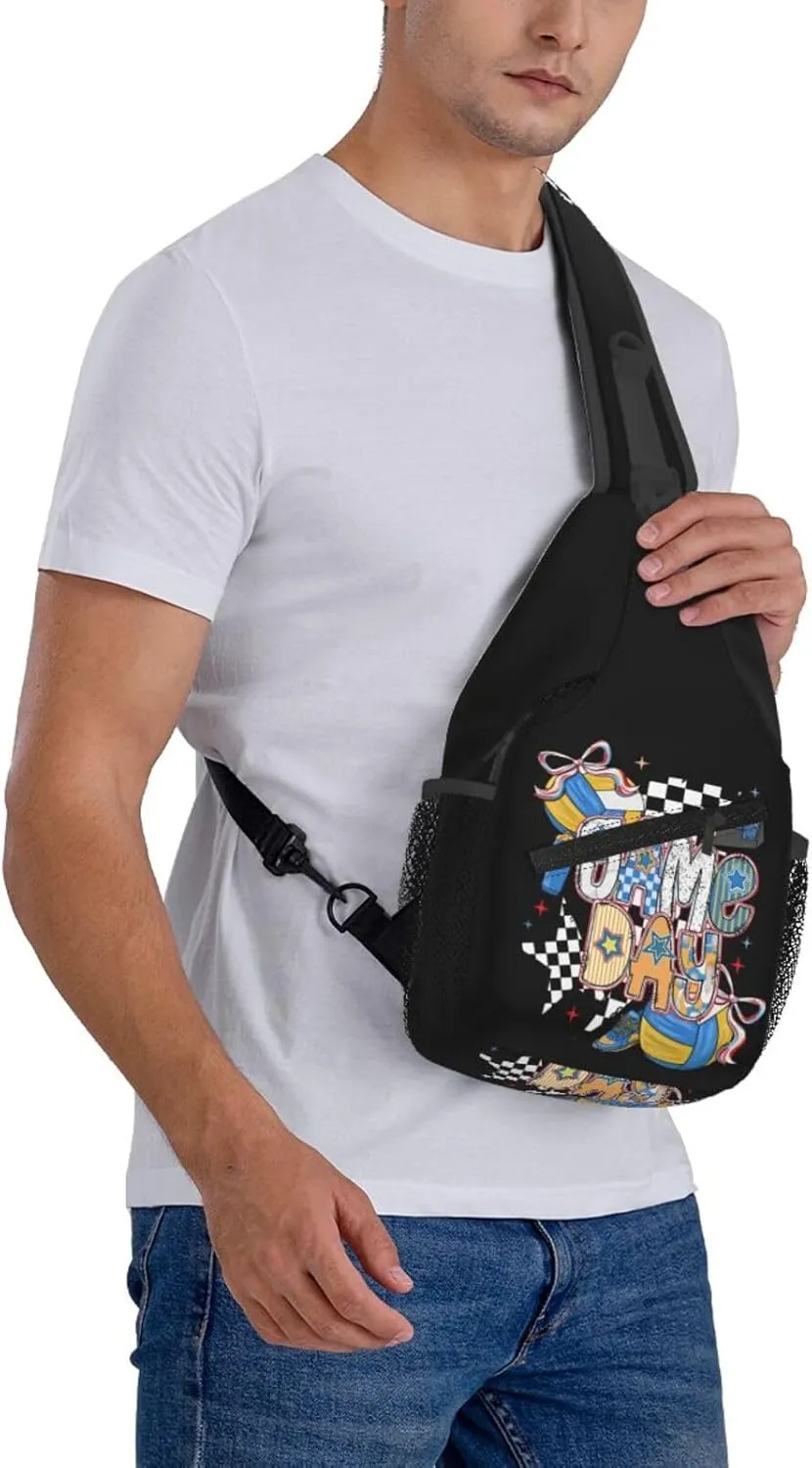 Bow Football Game Day Crossbody Bag Adjustable Sling Bag Casual Chest Bags Travel Shoulder Backpack