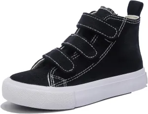Boys and Girls High Top Children's Canvas Shoes Solid Color Sticky Button Casual Shoes Start School Season Little White Shoes Fashion Sneakers Shoes