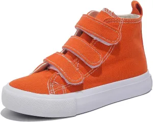 Boys and Girls High Top Children's Canvas Shoes Solid Color Sticky Button Casual Shoes Start School Season Little White Shoes Fashion Sneakers Shoes