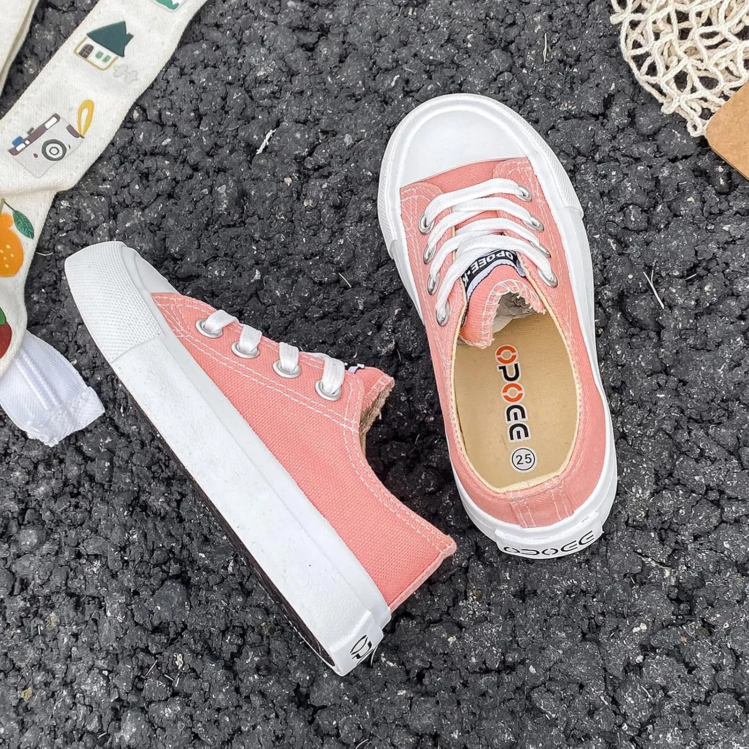 Boys Girls Baby Children's Shoes Low top lace-up Children's Canvas Shoes Back-to-School Season Small White Shoes Children's Sneakers Teens Medium and Large Kids Skateboarding Shoes
