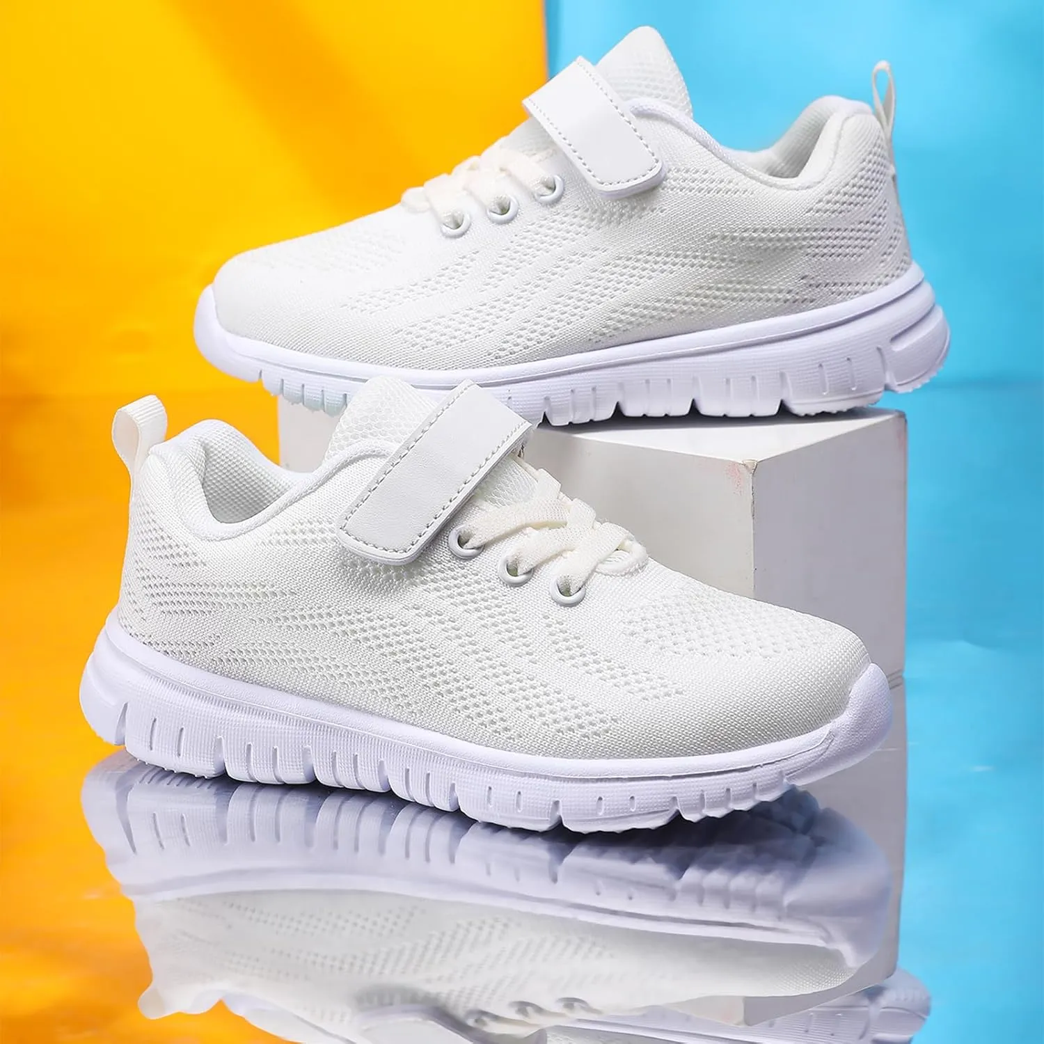 Boys Girls Sneakers Mesh Breathable Casual Lightweight Fashion Tennis Running Sport Primary School Students Athletic Kid Shoes White 11.5 US