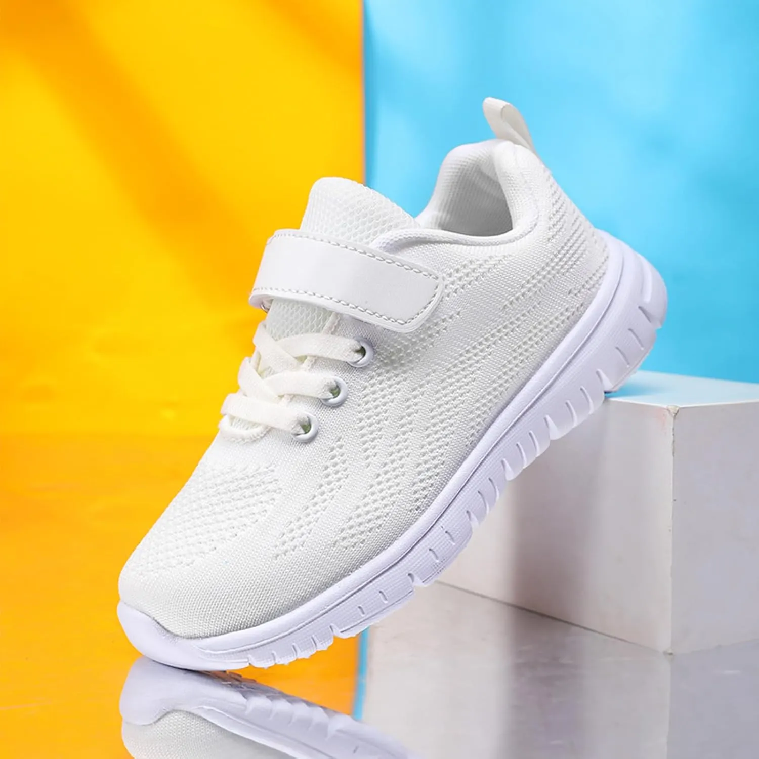 Boys Girls Sneakers Mesh Breathable Casual Lightweight Fashion Tennis Running Sport Primary School Students Athletic Kid Shoes White 11.5 US