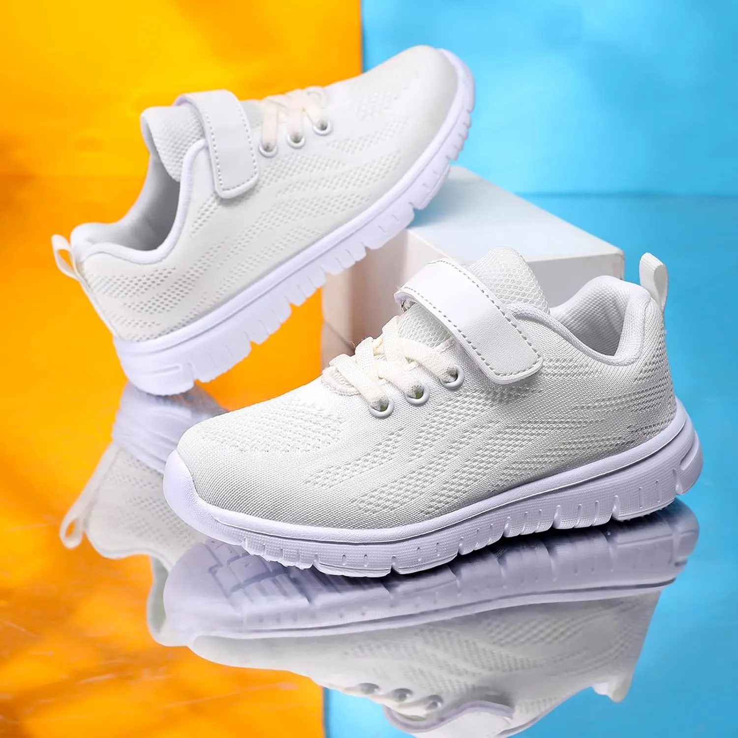 Boys Girls Sneakers Mesh Breathable Casual Lightweight Fashion Tennis Running Sport Primary School Students Athletic Kid Shoes White 11.5 US